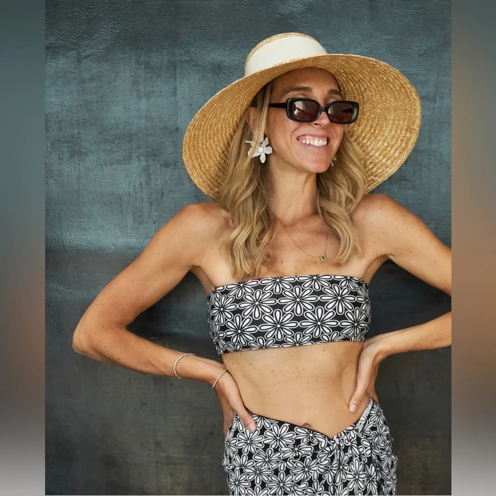 NEW! Kenny Flowers THE Pedregal Bandeau Bikini Top  & String Bikini Bottom Set S